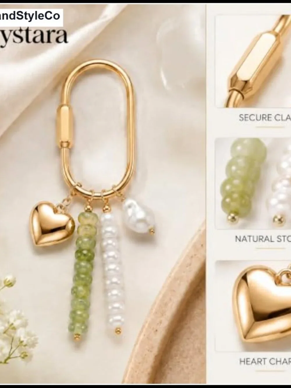 Brass Screw Lock Beaded Bag Charm Keychain